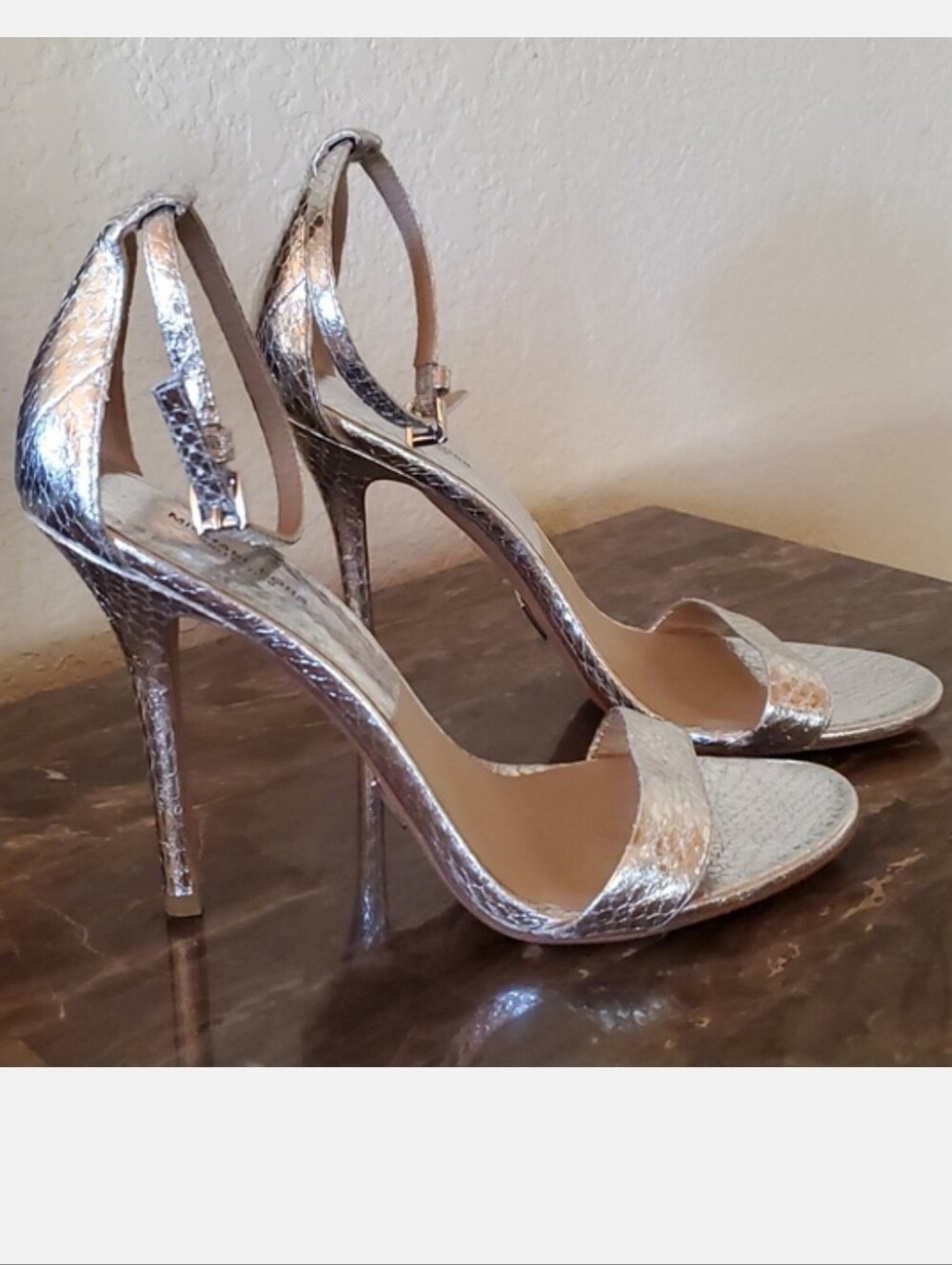 Michael Kors Collection silver embossed heels